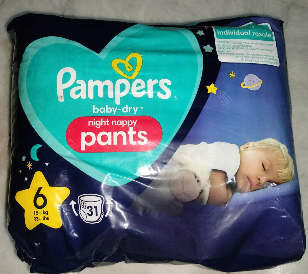 Pampers baby dry night nappy pants size 6, 31 pcs