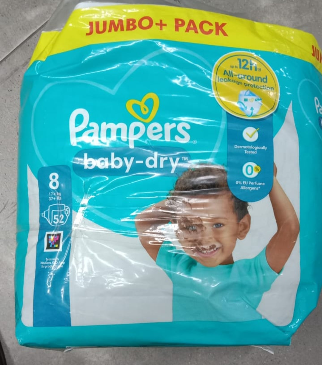 Pampers baby dry diaper size 8, 52pcs