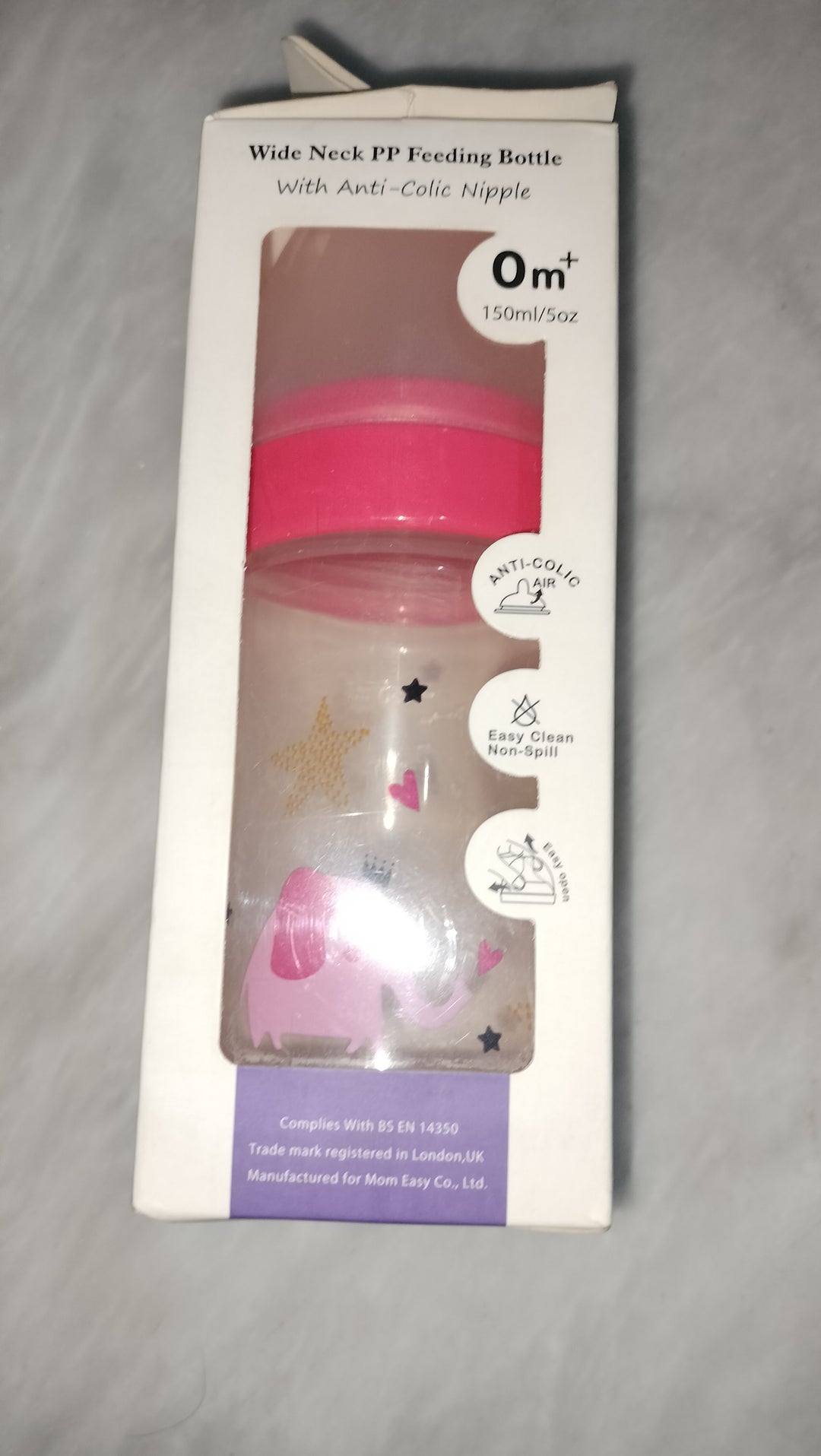 Momeasy wide neck pp feeding bottle 0m+, 150ml/5oz