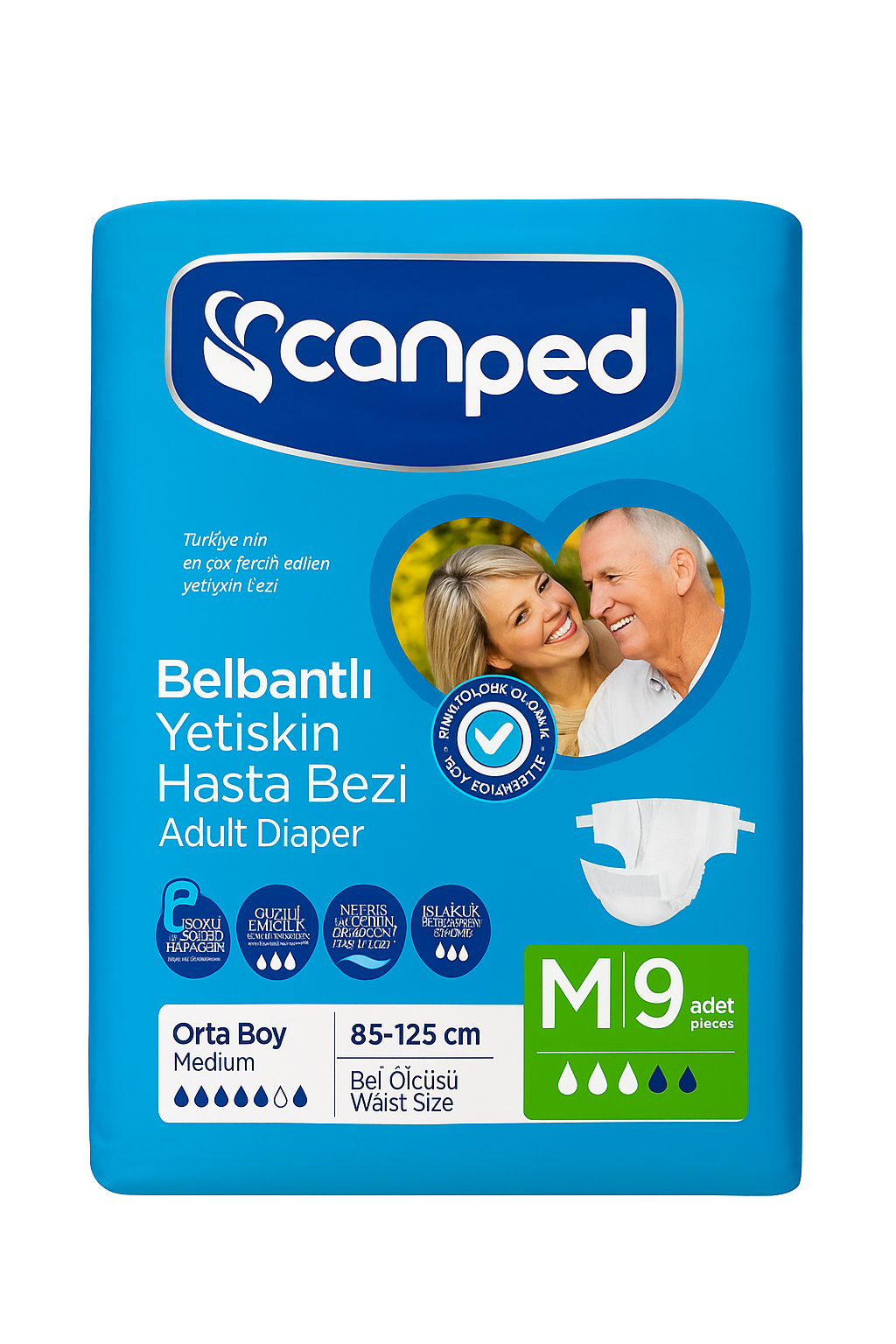 Canped adult diaper medium size 9 pcs