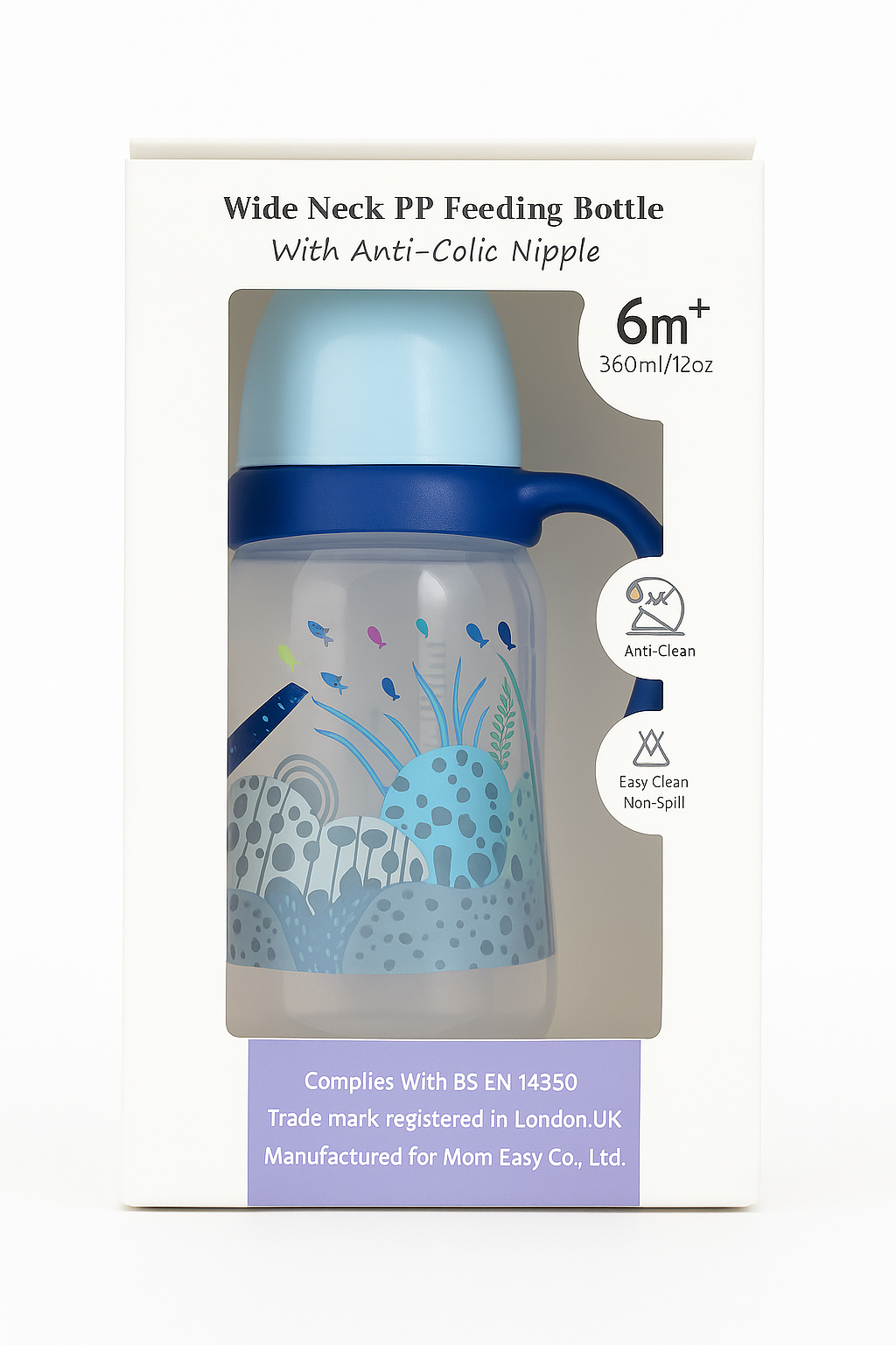 Momeasy wide neck pp feeding bottle 6+, 360ml/12oz