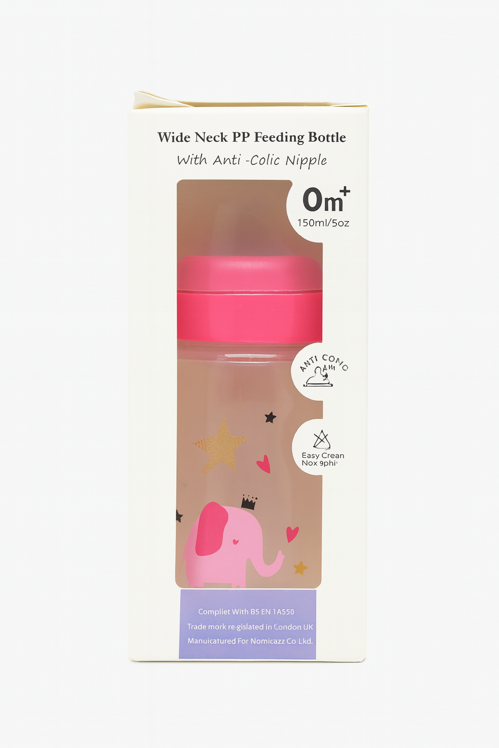Momeasy wide neck pp feeding bottle 0m+, 150ml/5oz