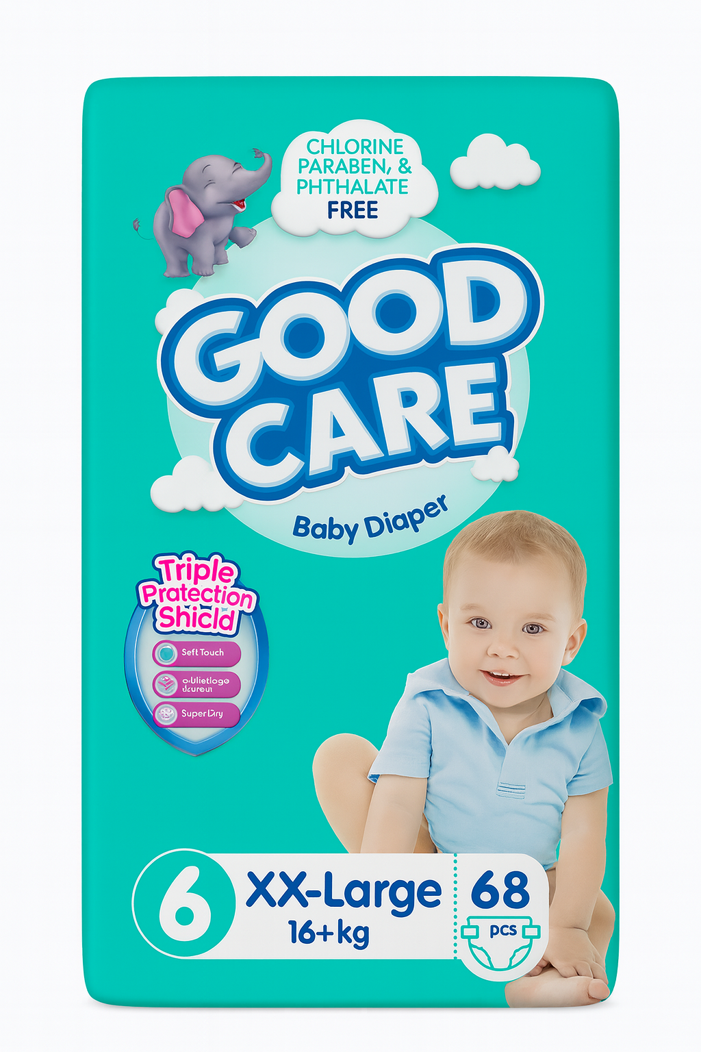 Goodcare Baby Diapers Size 6 - 68 Pcs | Soft & Absorbent | Leak Protection | Baby diapers