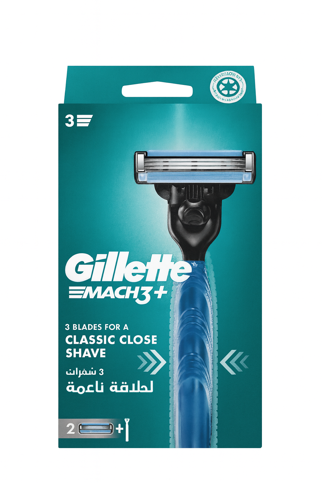 Gillette Mach3+ razor 2 blades 1 stick