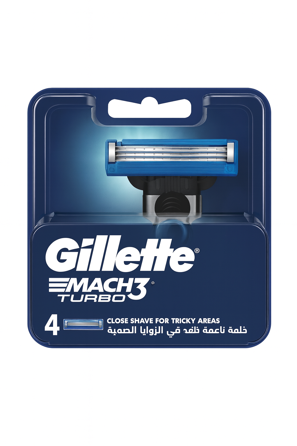 Gillette Mach3 Turbo System Shaving Razor Cartridges - 4 Blades Pack for Smooth & Comfortable Shave