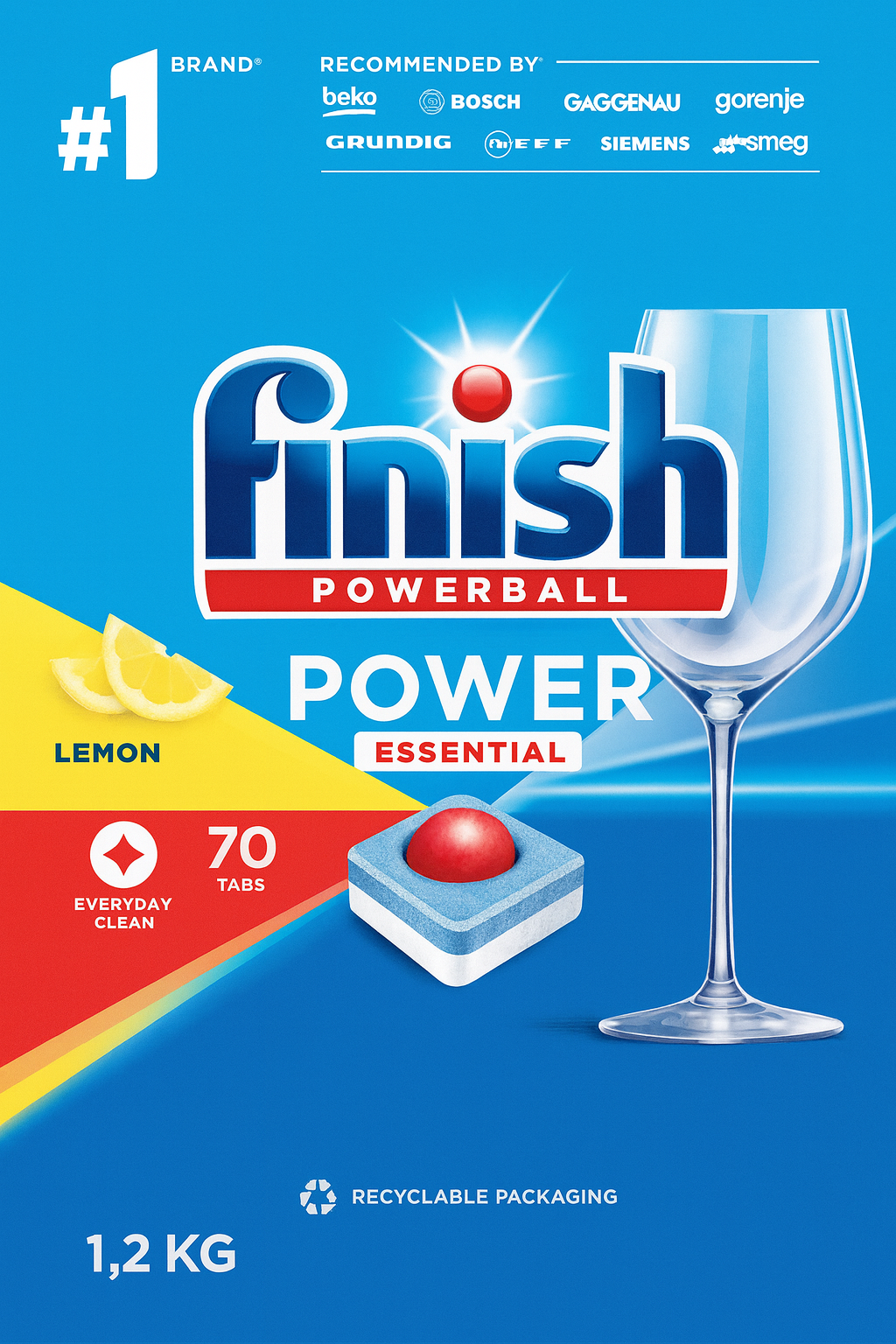 Finish powerball power essential dishwasher 70 tabs lemon