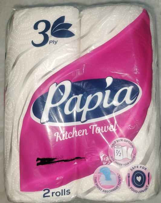 Papia kitchen roll 3ply (pack of 2)