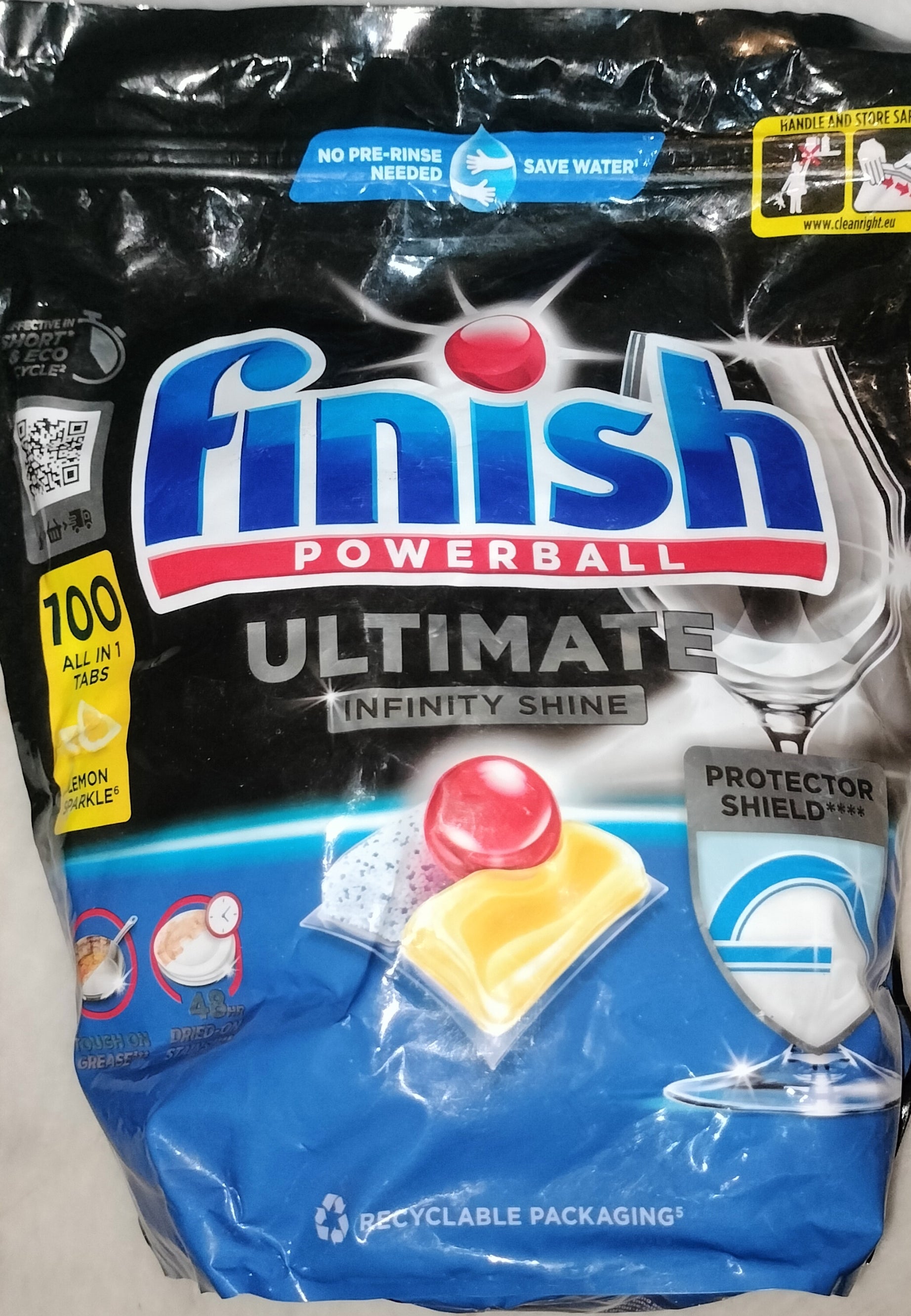 Finish powerball ultimate infinity shine 100, All in 1 tabs lemon sparkle
