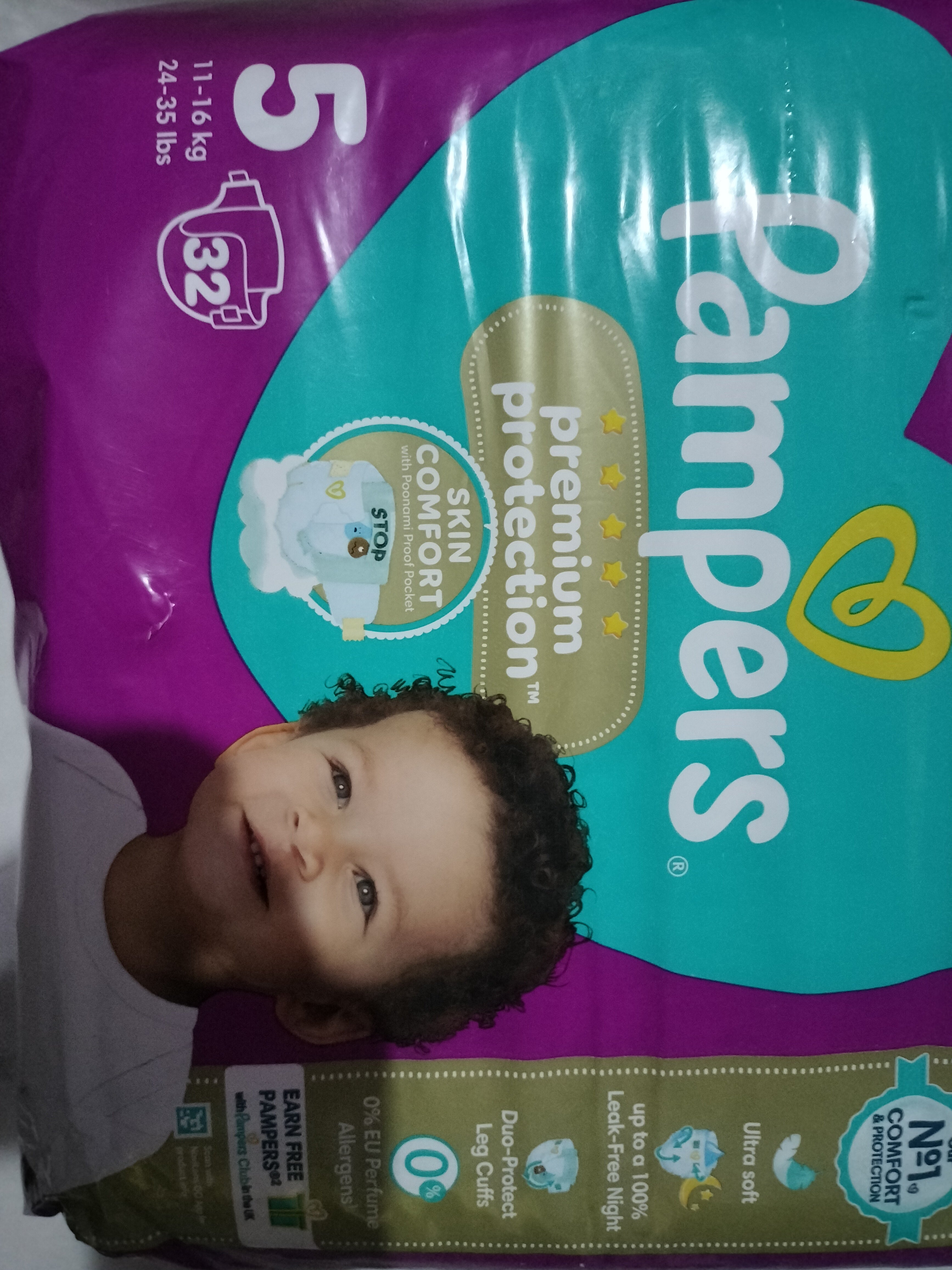 Pampers premium protection diaper size 5, 32pcs