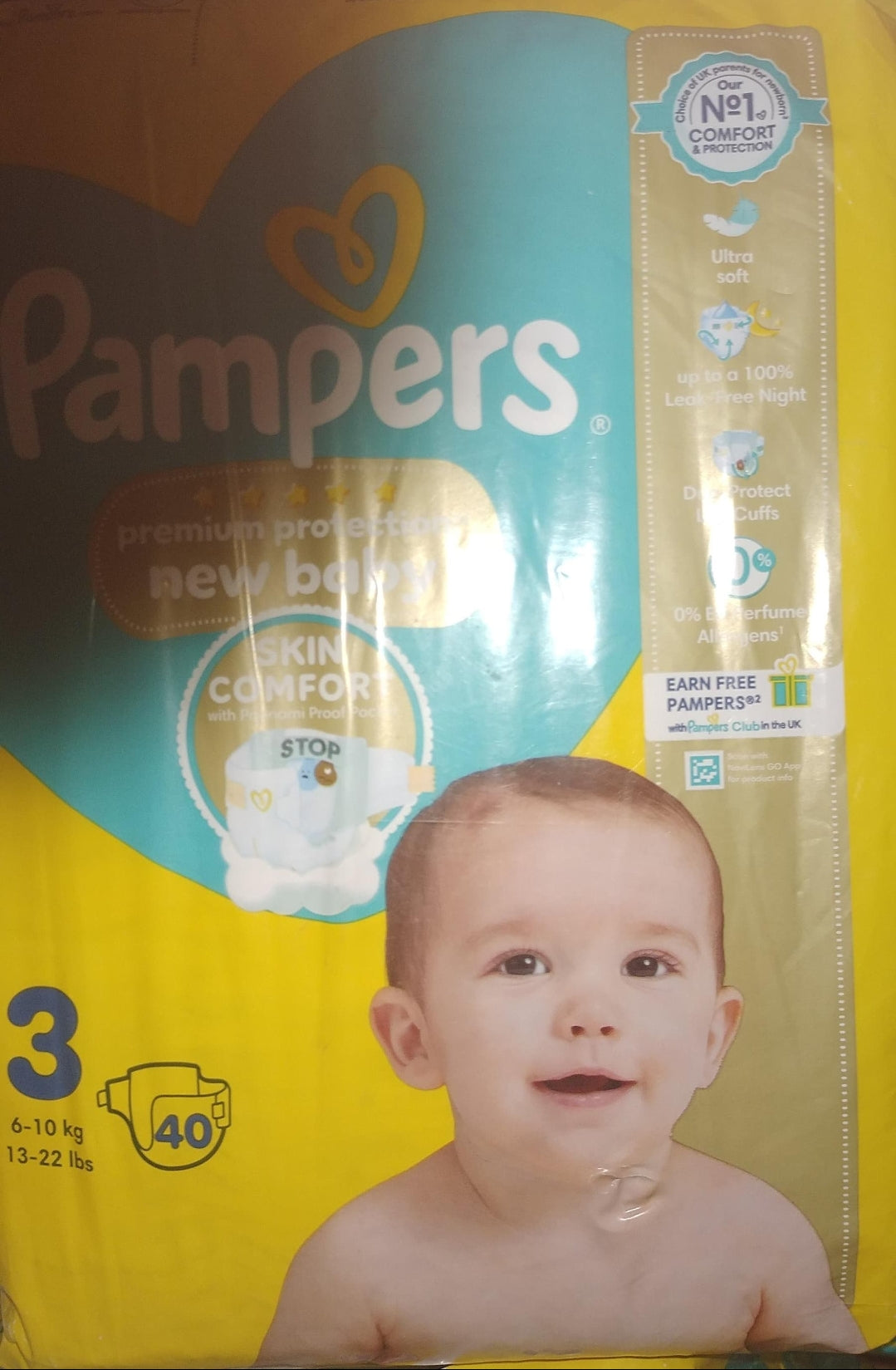 Pampers premium protection diaper size 3, 40pcs