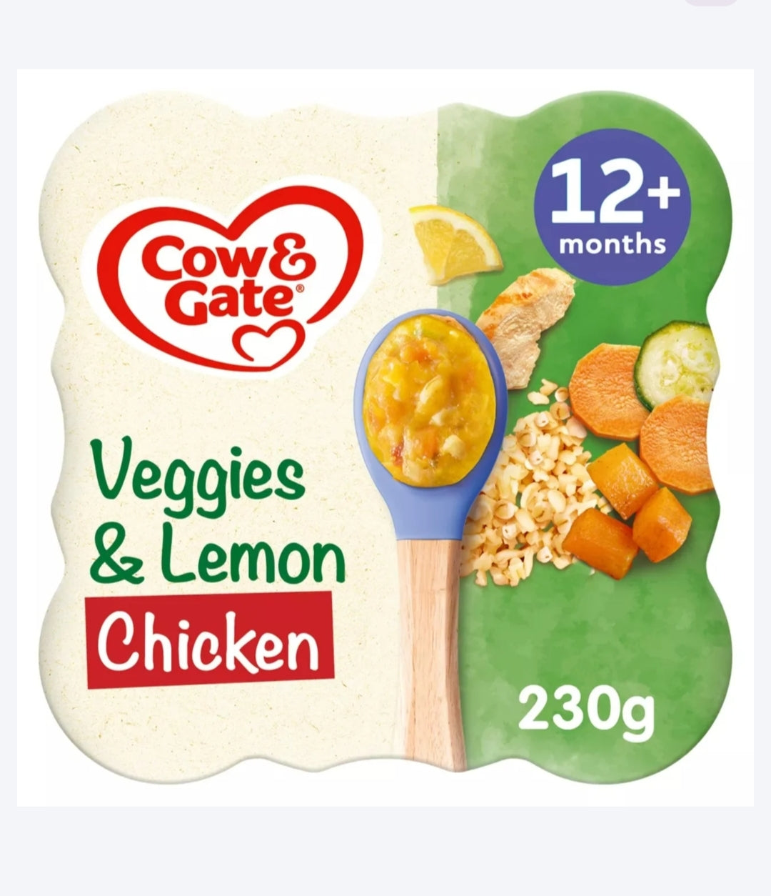 Cow and Gate Veggie & Lemon Chicken Baby Food Meal 12month+, 230g