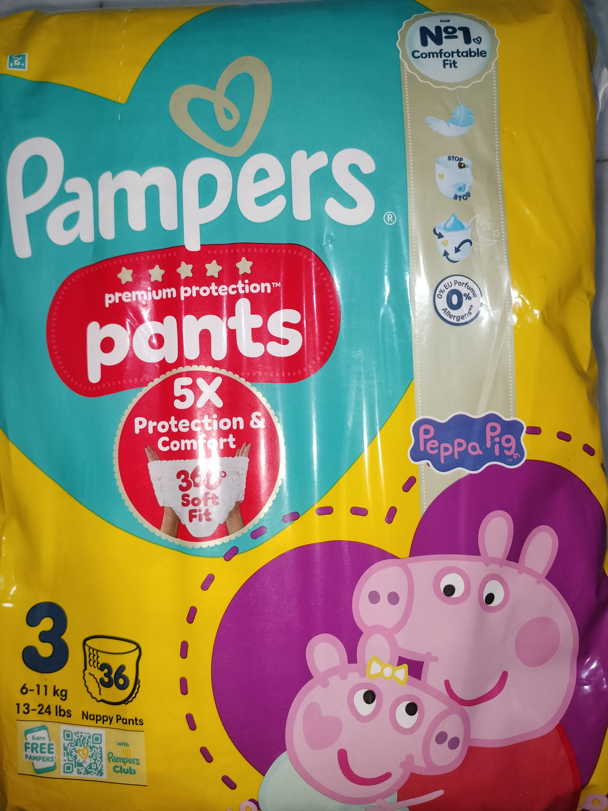 Pampers premium protection pants size 3, 36pcs