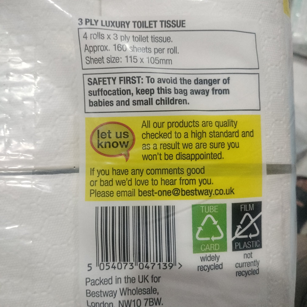 Best one luxury toilet roll 3ply (pack of 4)