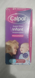Calpol Sugar-Free Infant Suspension Paracetamol 100ml syrup 
Strawberry Flavour Calpol Infant with Paracetamol for Fever and Pain Relief, Suitable for 2+ Months Babies and Kids