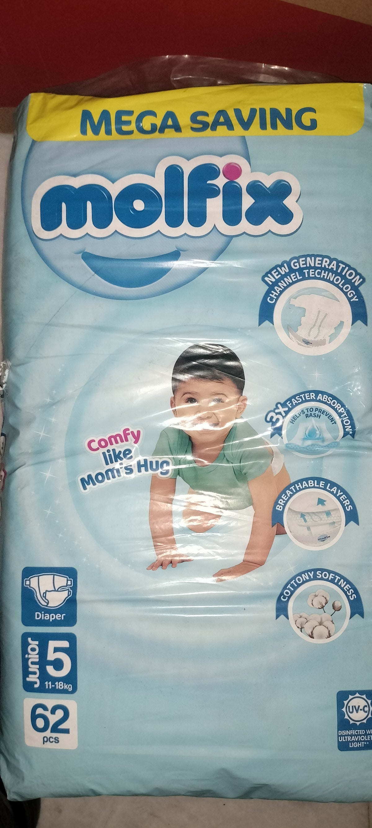 Molfix diaper size 5, 62pcs jumbo pack