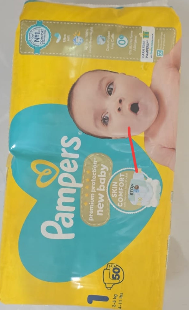 Pampers premium protection diaper size 1, 2-5kg, 50pcs