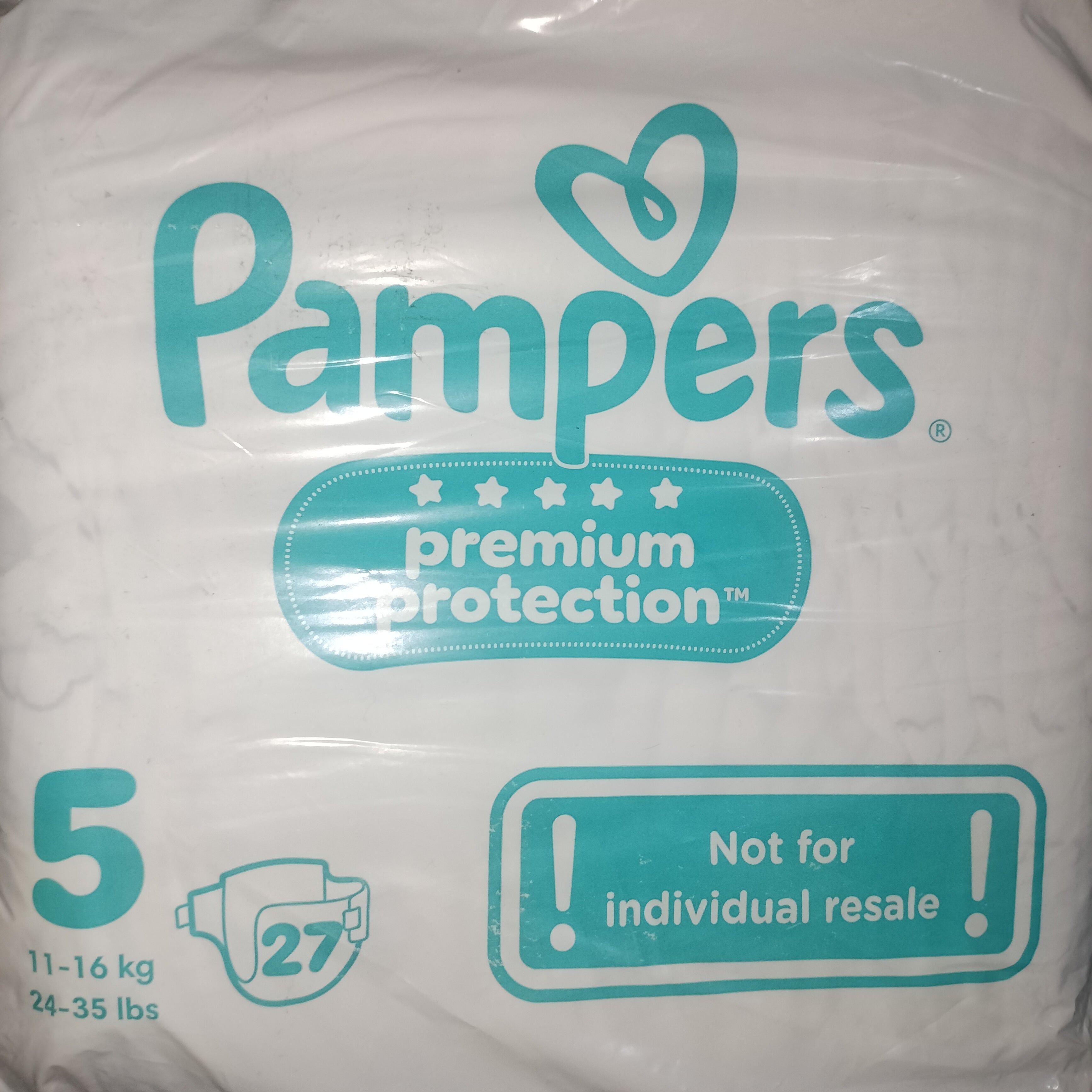 Pampers premium protection diaper size 5, 27pcs