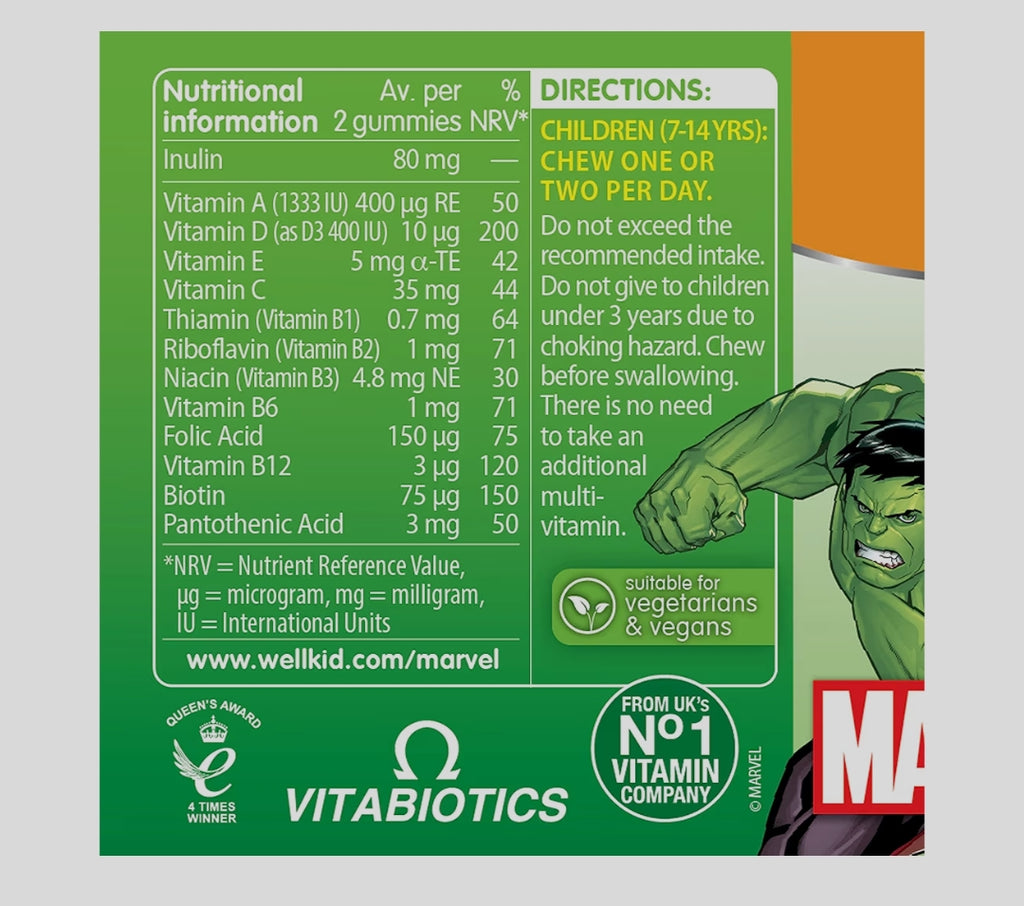 WellKids MultiVitamins, Chewable Gummies, Wellkid Marvel 58tablets