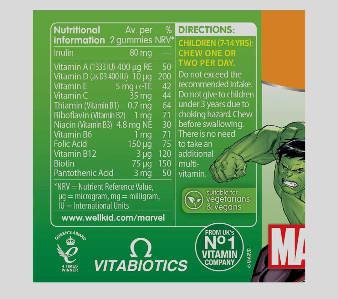 WellKids MultiVitamins, Chewable Gummies, Wellkid Marvel 58tablets