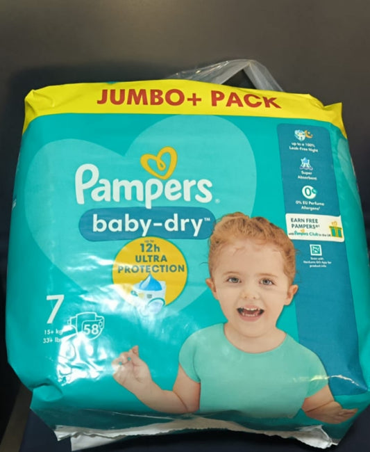 Pampers baby dry size 7, 58pcs