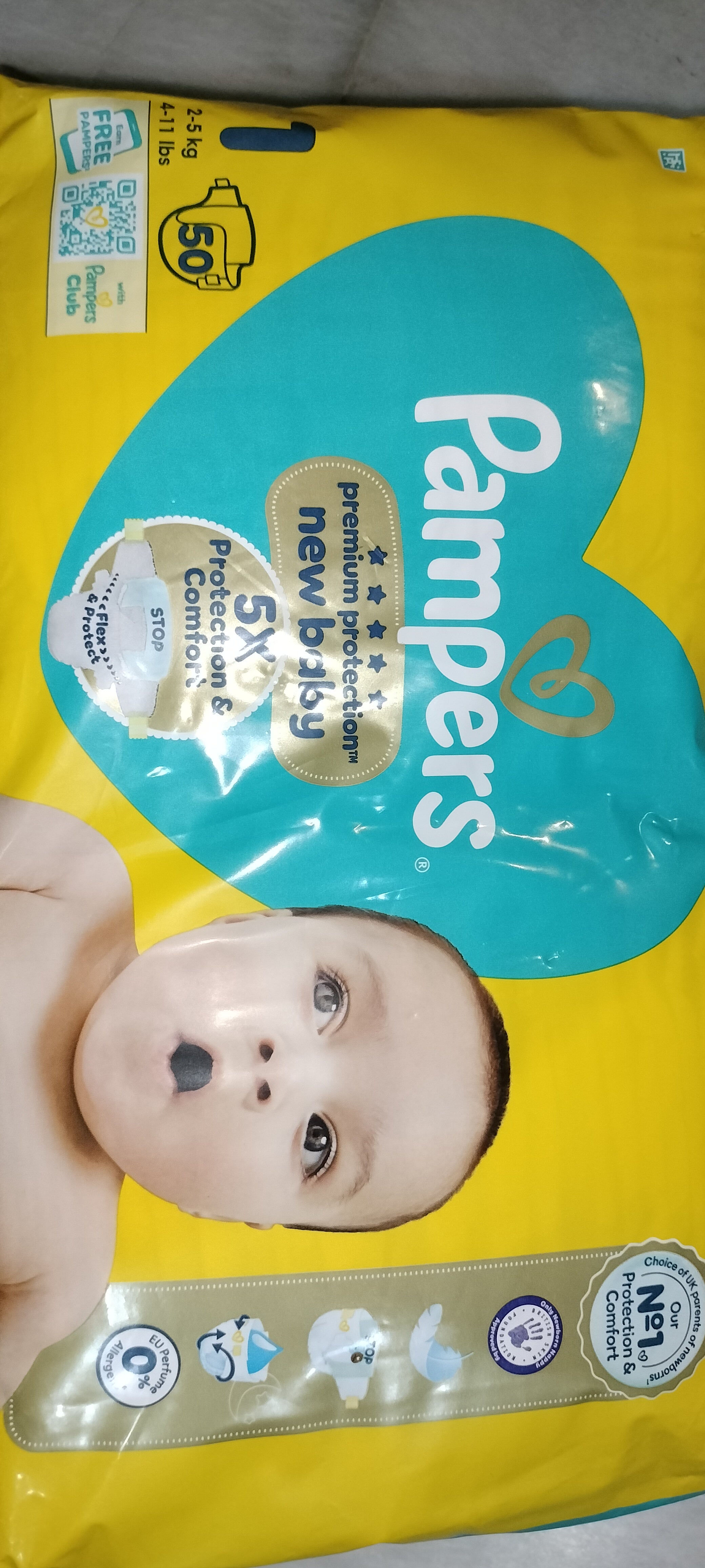 Pampers premium protection diaper size 1, 2-5kg, 50pcs