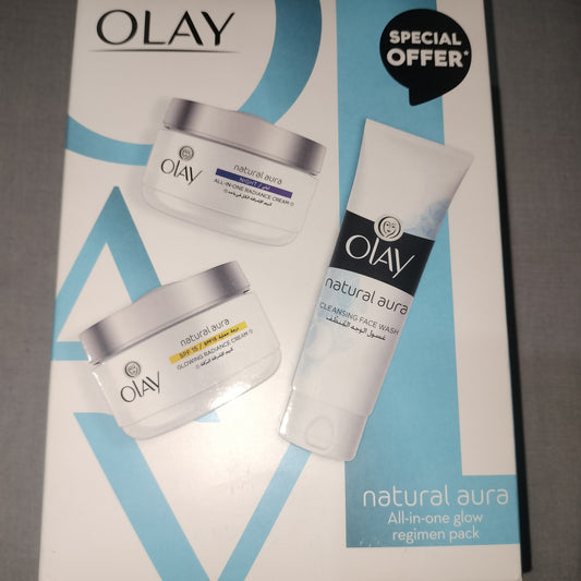 Olay natural whitening day and night cream + face wash set