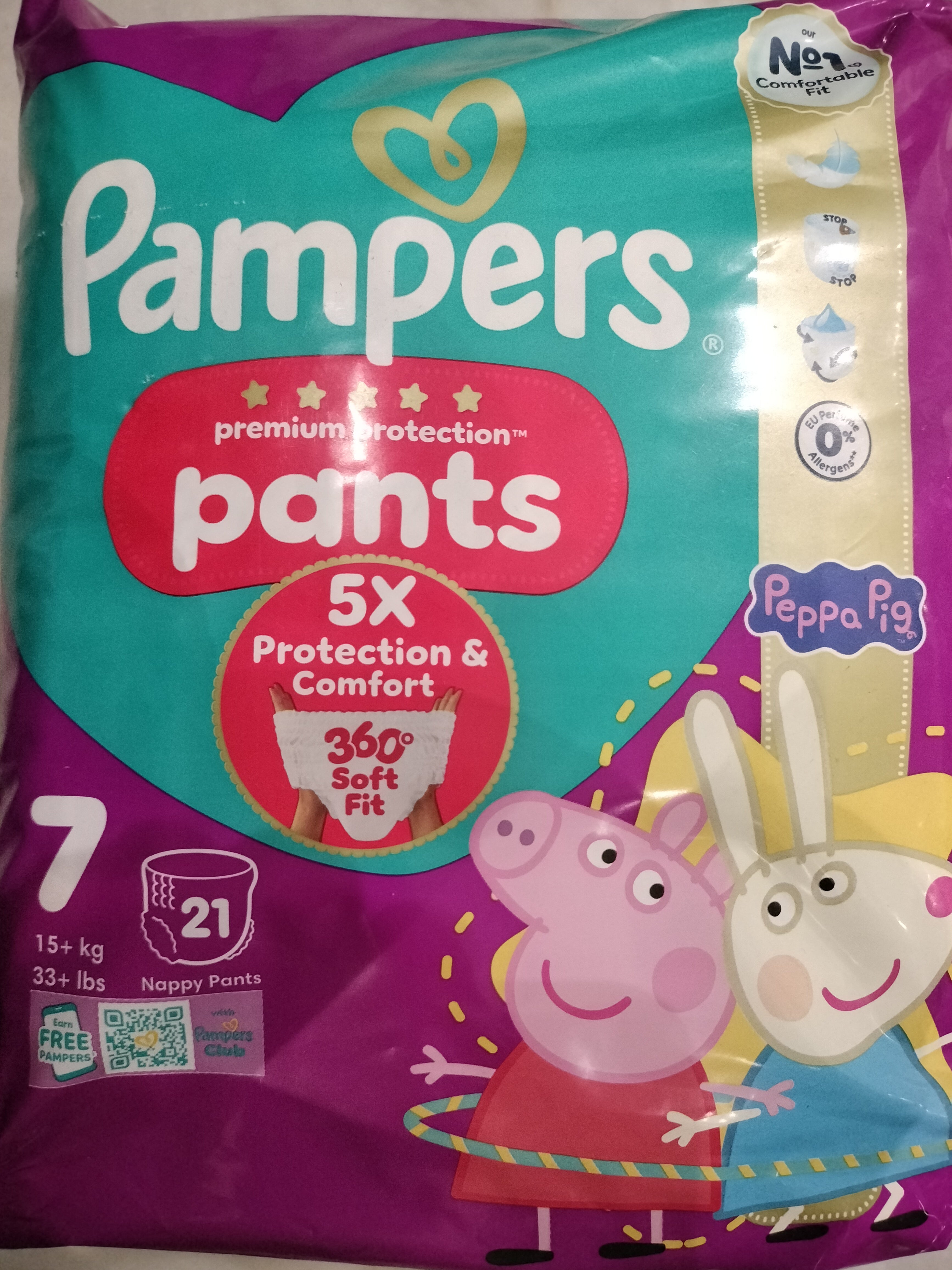 Pampers premium protection pants size 7, 21 pcs, 17+kg
