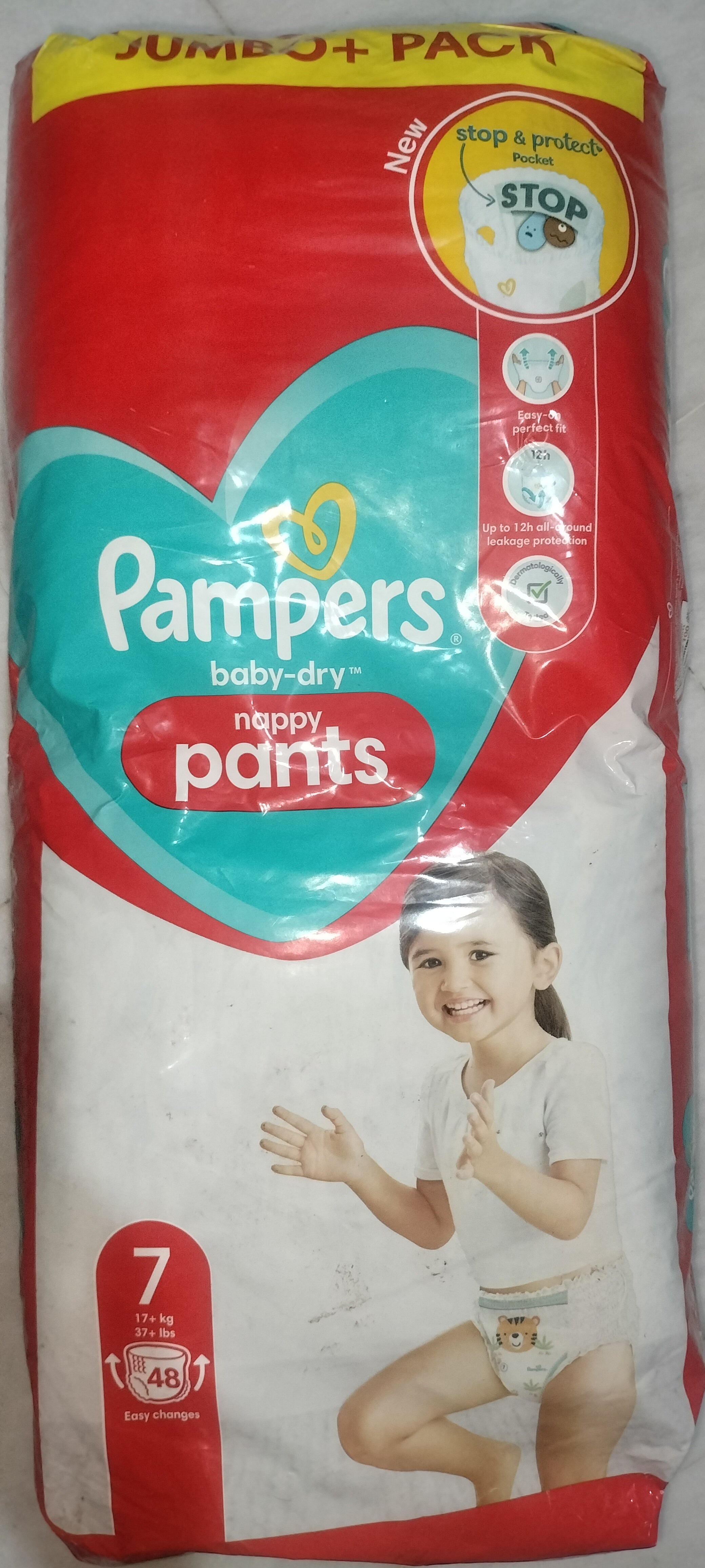 Pampers baby dry nappy pants size 7, 48pcs