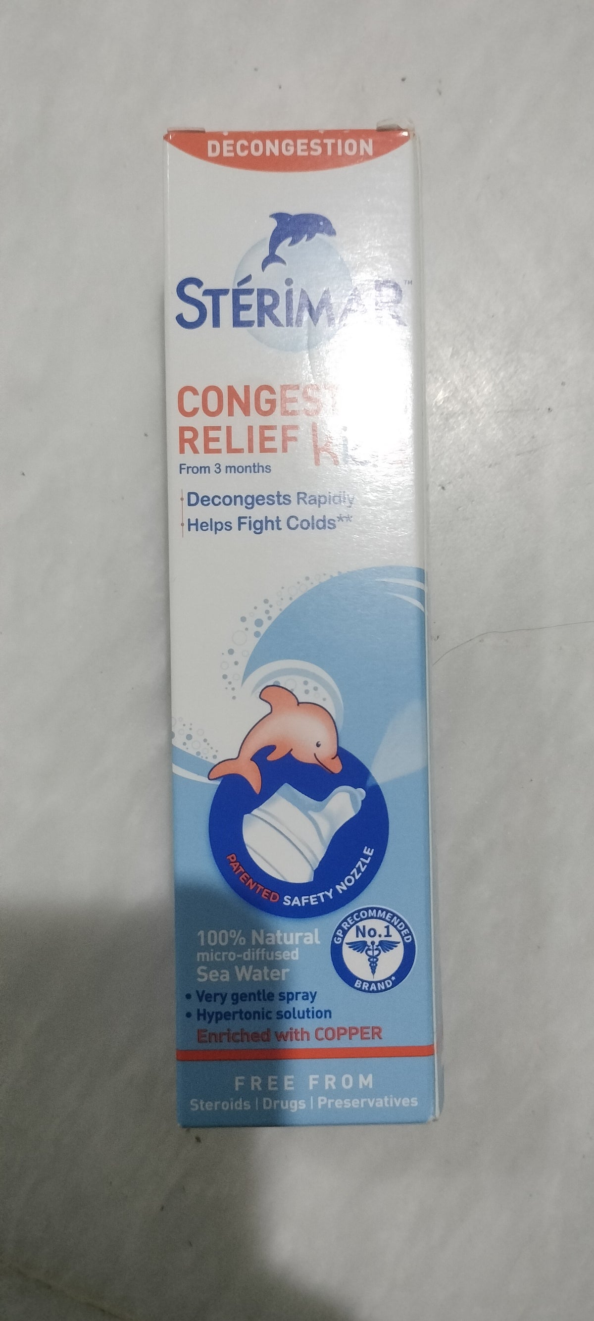Sterimar Kids Congestion Relief Nasal Spray, for Children 3+ Months, 50ml
Hypertonic with Copper, 100% Natural Sea Water, Decongests Rapidly, Free from Steroids, Drugs & Preservatives
