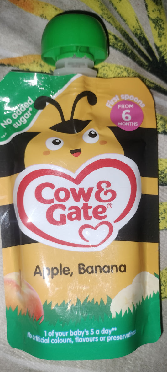 Cow & gate puree apple and banana 100g 6month+