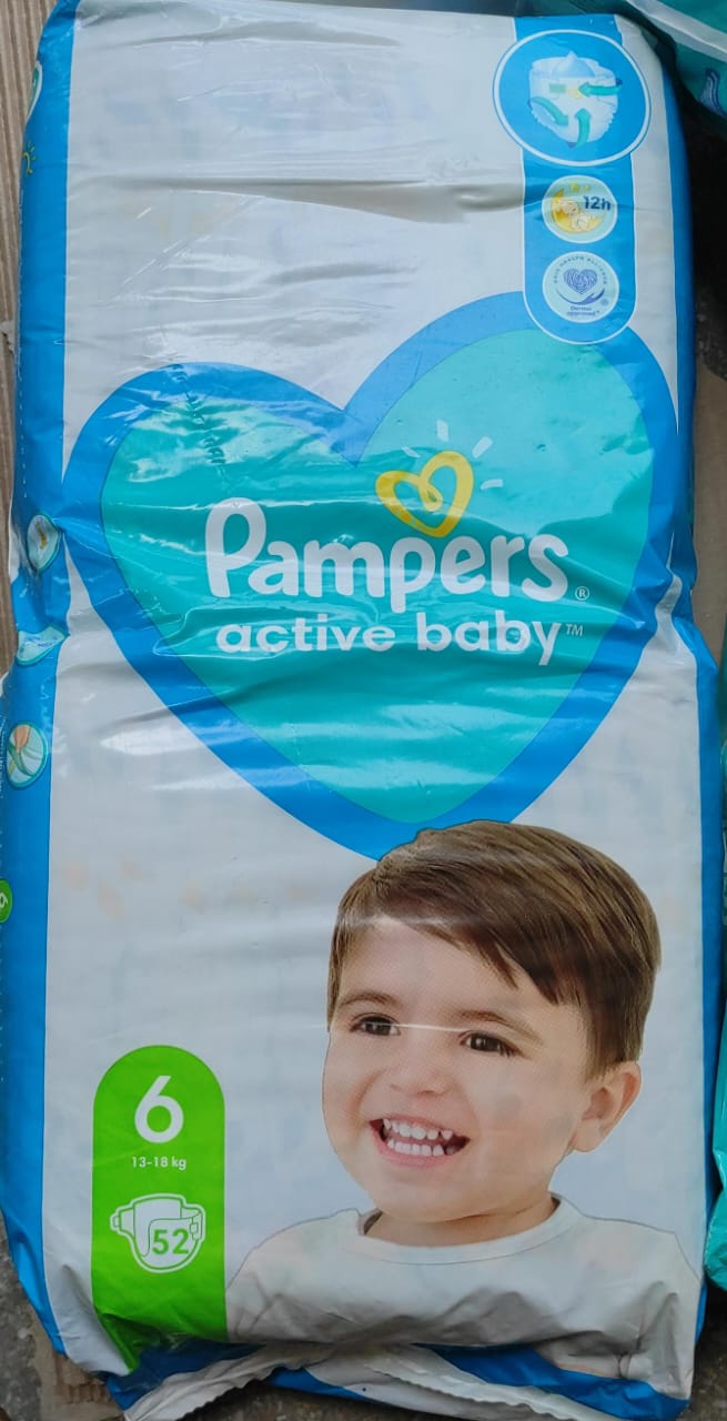 Pampers active baby diaper size 6, 52pcs