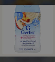 Gerber cereal oatmeal lentil peach & apple 227g