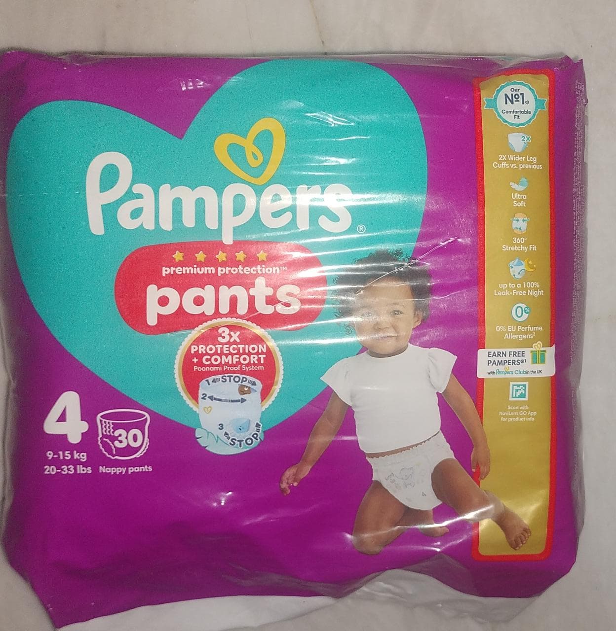Pampers premium protection pants size 4, 30 pcs, 9-15kg