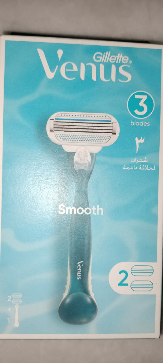 Gillette Venus smooth female shaving razor (1 handle + 2 carts)