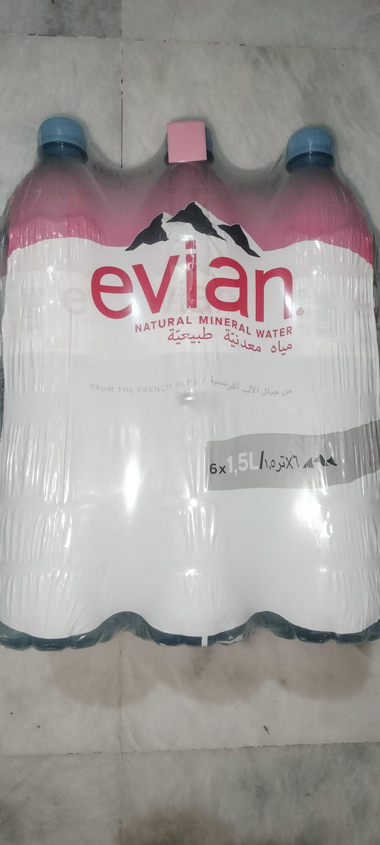 Evian water 1.5 litr (pack of 6)