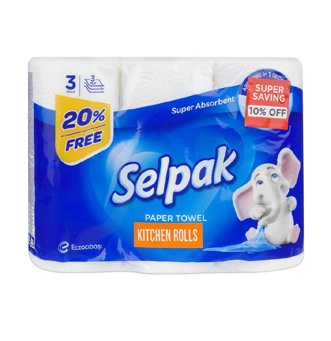 Selpak kitchen roll 3ply (pack of 3)