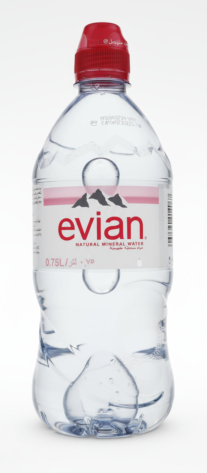 Evian water 0.75ml sport cap